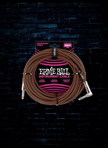 Ernie Ball 25' Braided Straight to Angle Instrument Cable - Black/Orange