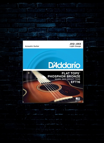 D'Addario EFT16 Phosphor Bronze Flat Top Acoustic Strings - Light (12-53)