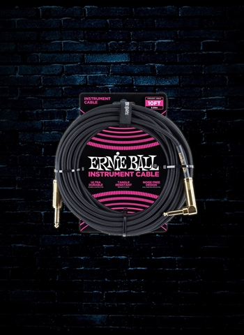 Ernie Ball 10' Braided Straight to Angle Instrument Cable - Black