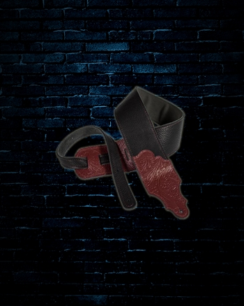 Franklin 3" Tooled Glove Leather Guitar Strap - Black/Red