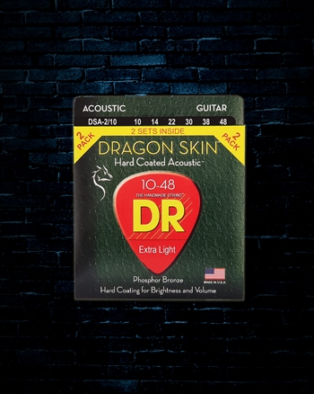 DR Strings Dragon Skin Phosphor Bronze Strings (2) - Extra Light (10 - 48)