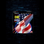 DR NUSAA-12 - K3 Neon Red, White and Blue Acoustic Strings - Med (12-54)