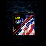 DR NUSAE-10 - K3 Neon Red, White and Blue Electric Strings - Med (10-46)