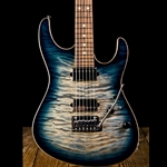 Suhr Modern Custom Carve Top Quilt Maple/Mahogany - Faded Trans Whale Blue Burst