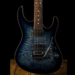 Suhr Modern Custom Carve Top Quilt Maple/African Okoume - Faded Trans Whale Blue Burst