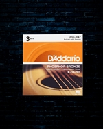 D'Addario EJ15 Phosphor Bronze Acoustic Strings (3 Pack) - Extra Light (10-47)