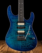 Suhr Modern Custom Quilt Maple/Black Limba - Aqua Blue Burst