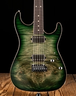 Suhr Standard Custom Waterfall Burl Maple/Mahogany - Trans Green Burst