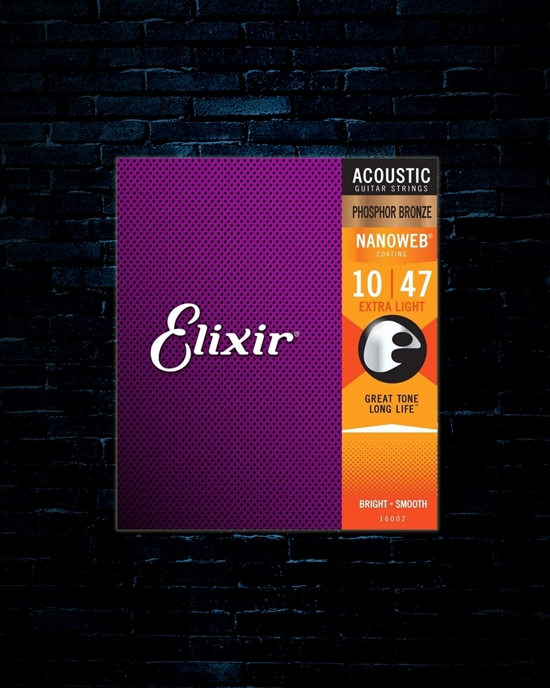 Elixir 16002 Strings Phosphor Bronze Acoustic Guitar Strings w NANOWEB Coating .010-.047 Extra Light