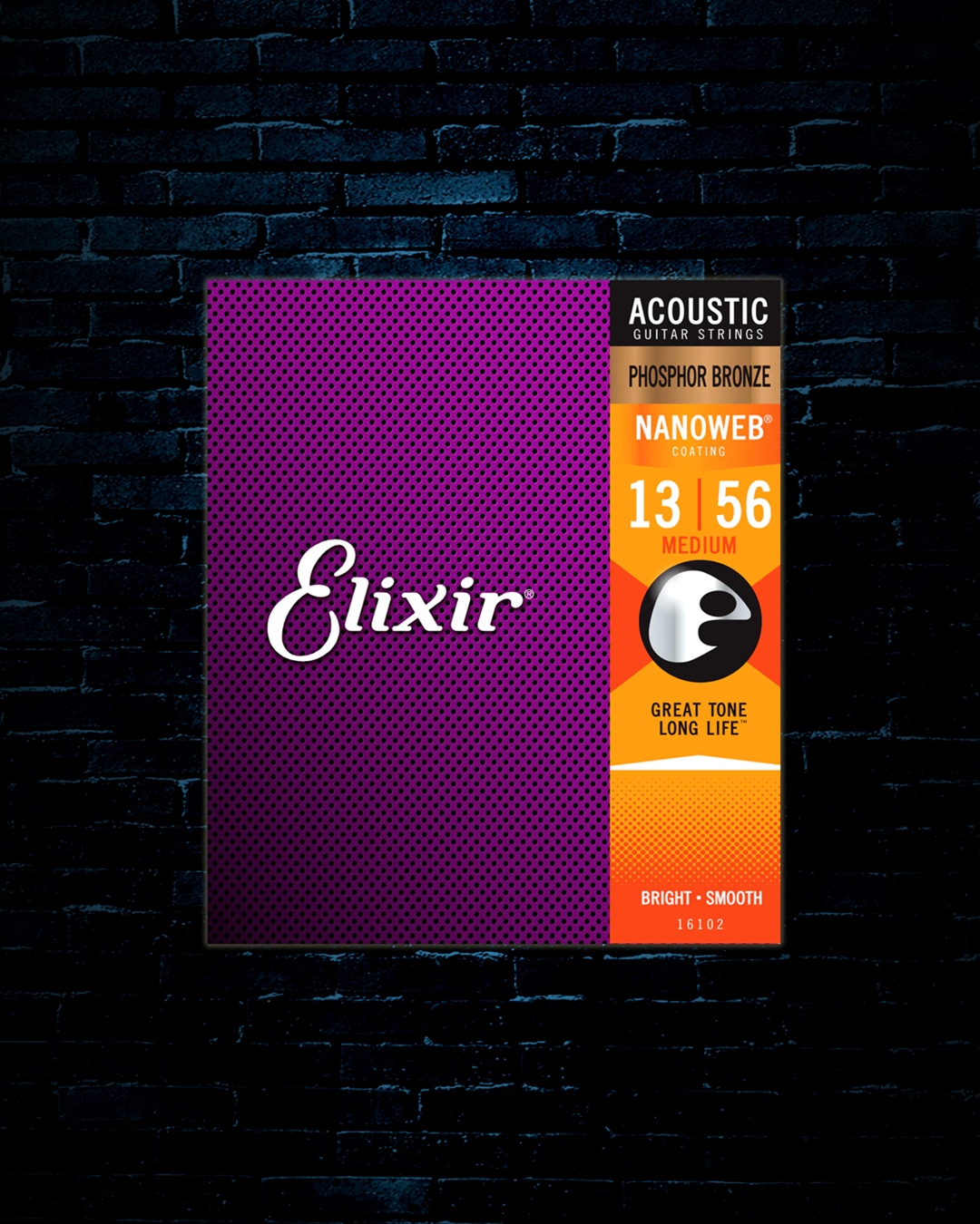 Kirken ækvator maske Elixir 16102 Nanoweb Phosphor Bronze Acoustic Strings - Medium (13-56)