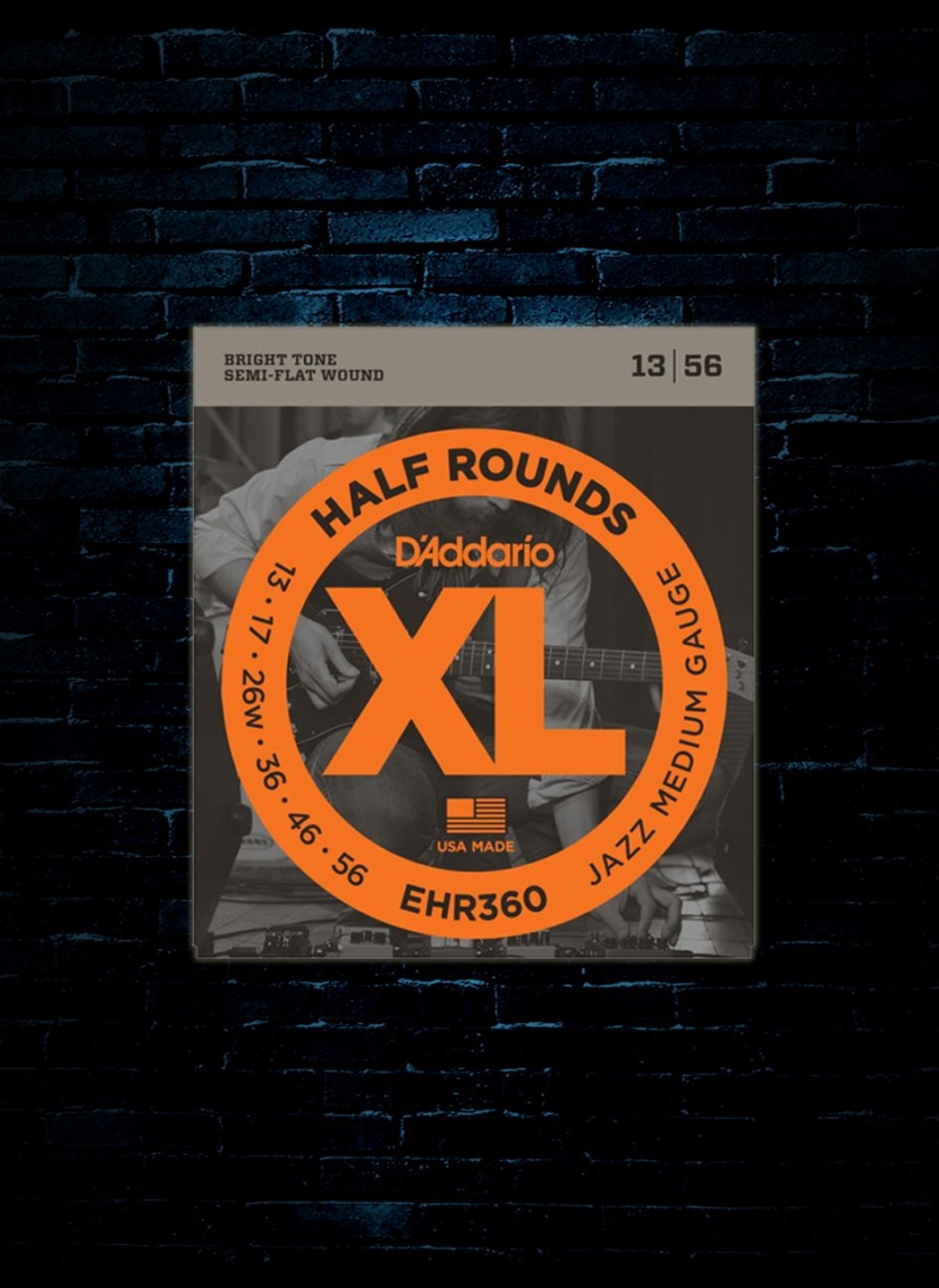 Jazz Medium 13-56 D/'Addario EHR360 Half Round Electric Strings