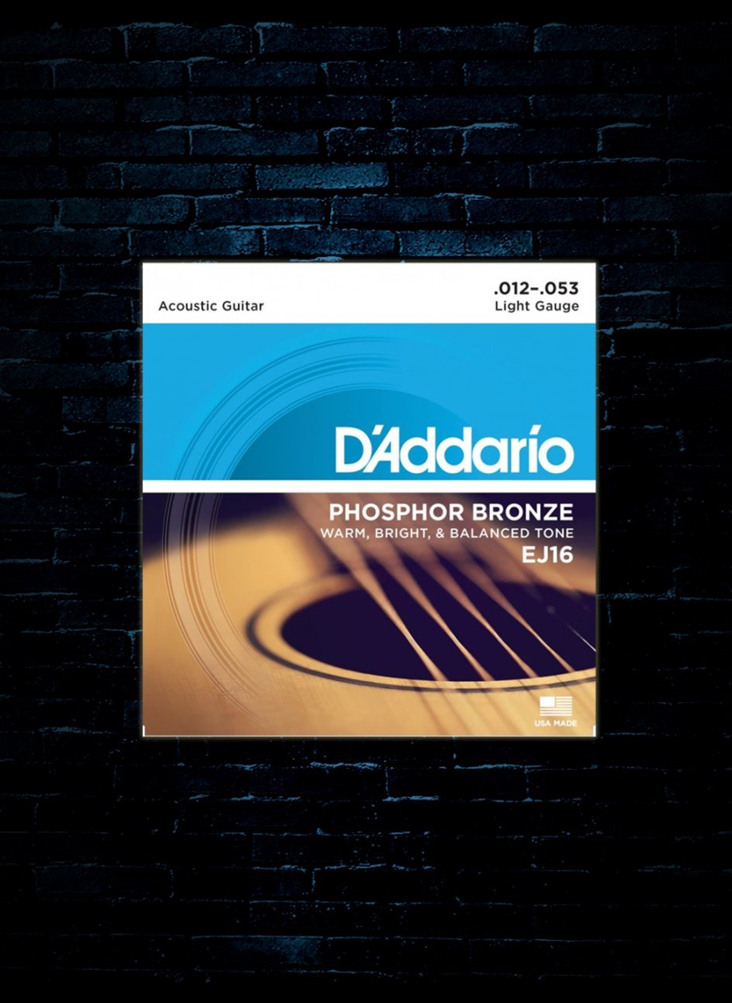 D'Addario EJ16 Phosphor Bronze Acoustic Guitar Strings - .012-.053 Light