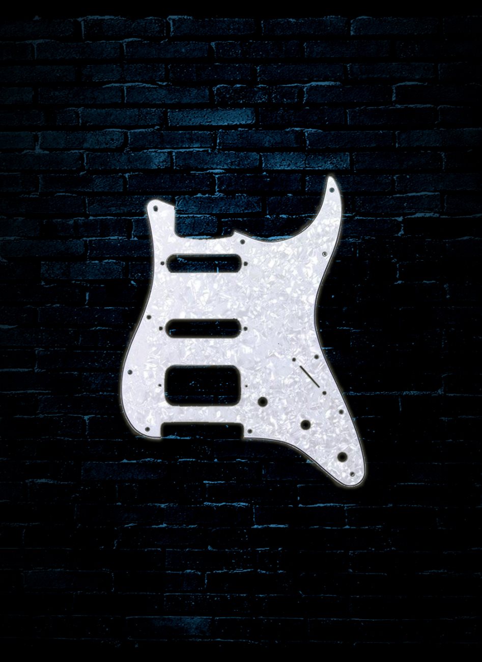 Fender Elite Strat H-S-S Pickguard White Moto plaque de prot
