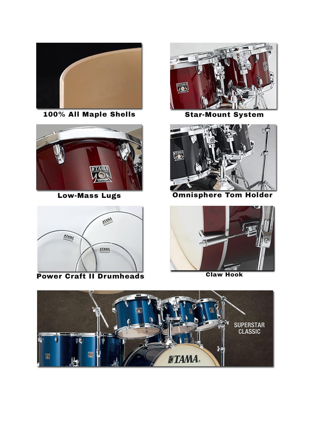 Tama CL52KS Superstar Classic 5-Piece Shell Kit - Transparent