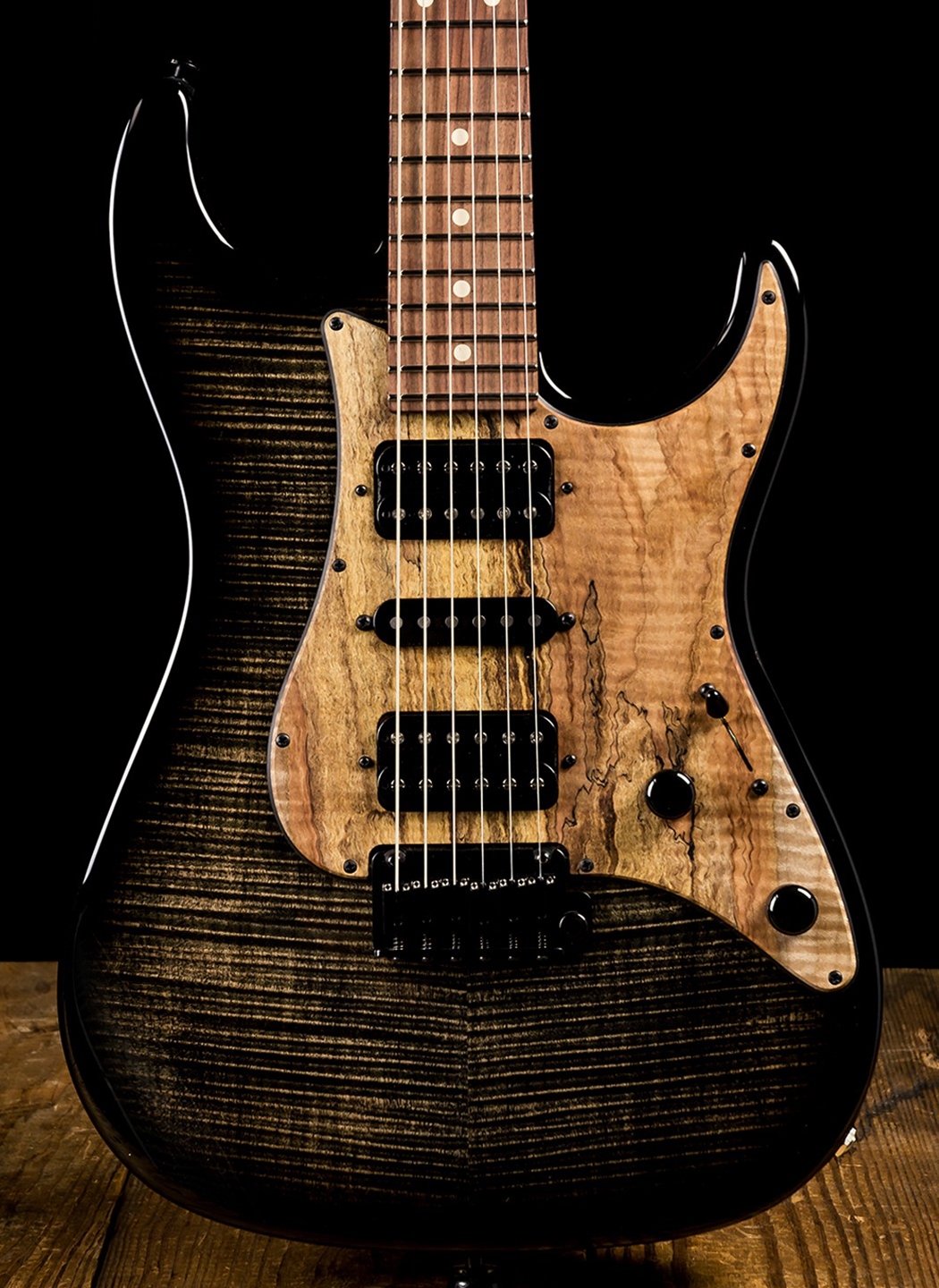 エレキギター Suhr standard 3/16 Flame Maple Top Suhr Standard Custom Flame Maple/Pau Ferro - Trans Charcoal Burst
