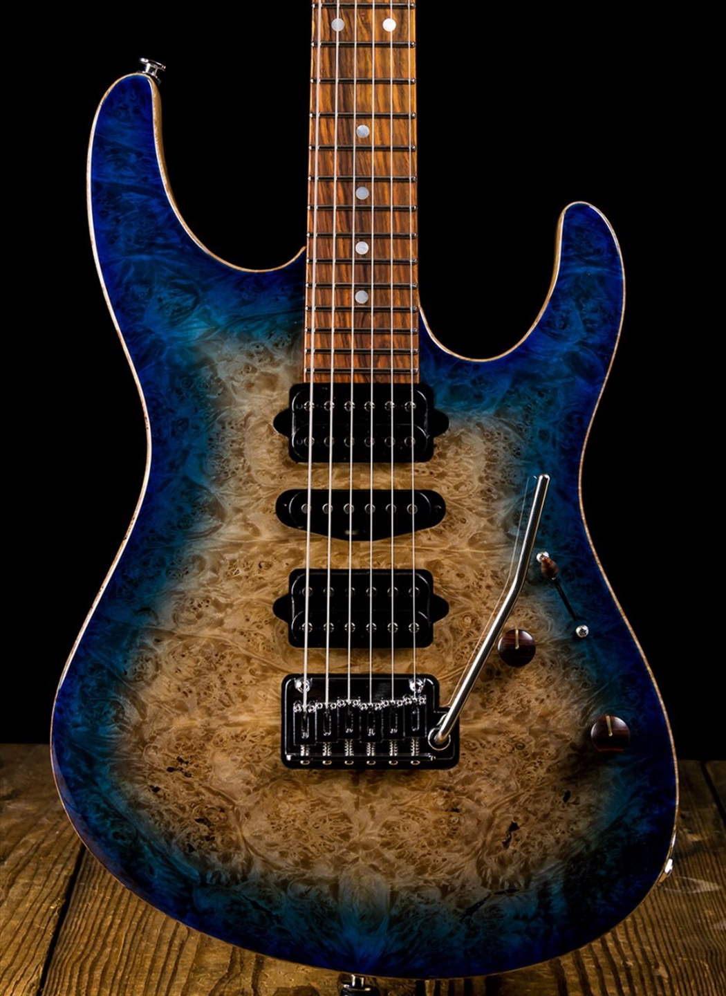 Suhr Modern Custom Burl Maple/Cocobolo - Bahama Blue Burst