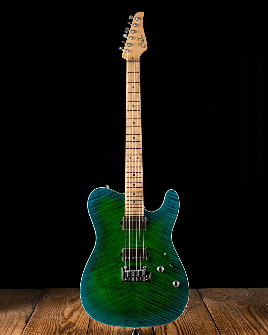 Suhr Modern T Custom Flame Maple/Swamp Ash - Aqua Blue Burst
