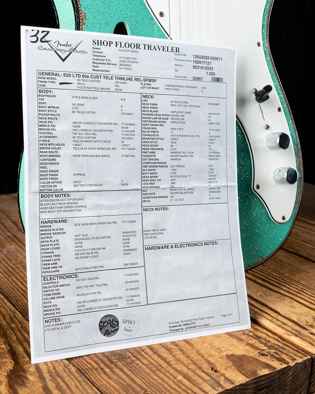 Fender Custom Shop LTD '60s Relic Tele Thinline - Seafoam
