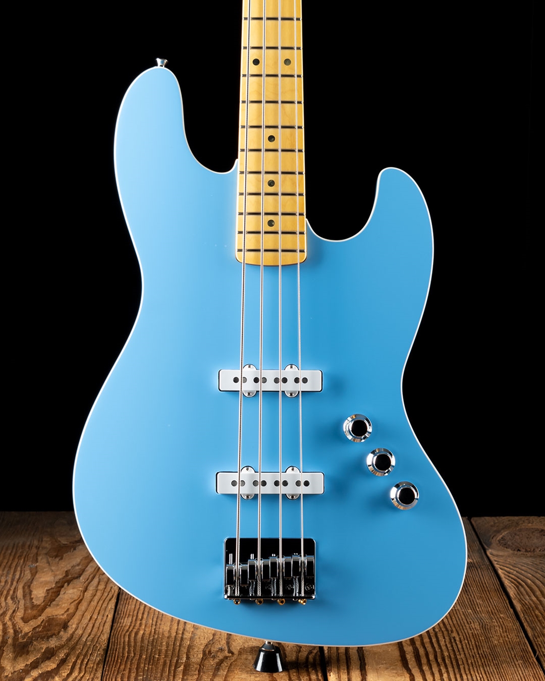 blue fender bass guitar