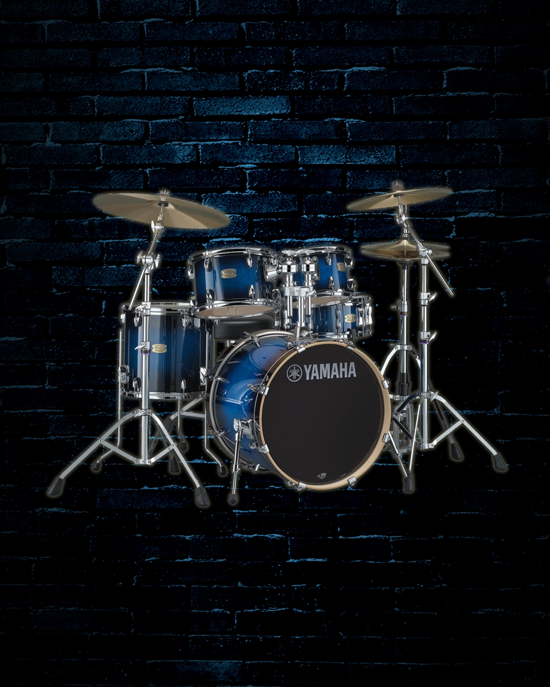 blue yamaha drum set