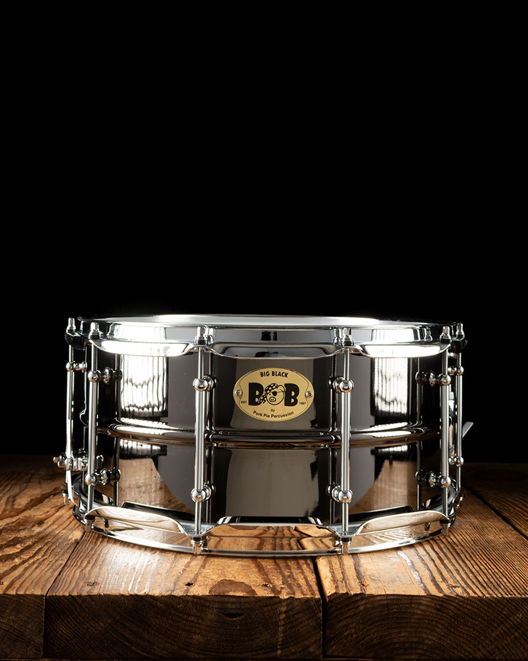 PORK PIEポークパイBLACK CHROME BRASS 6.5 SKB付 Pork Pie Big Black Brass Snare Drum With Tube Lugs and