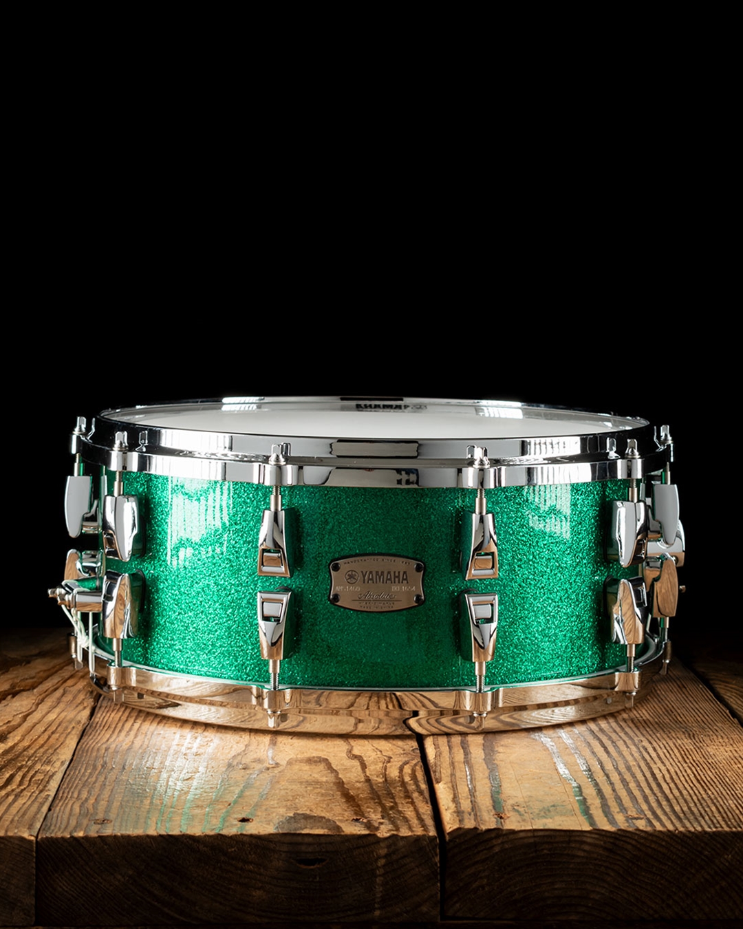 Yamaha AMS 1460 6 x14 Absolute Hybrid Maple Snare Jade Green Sparkle