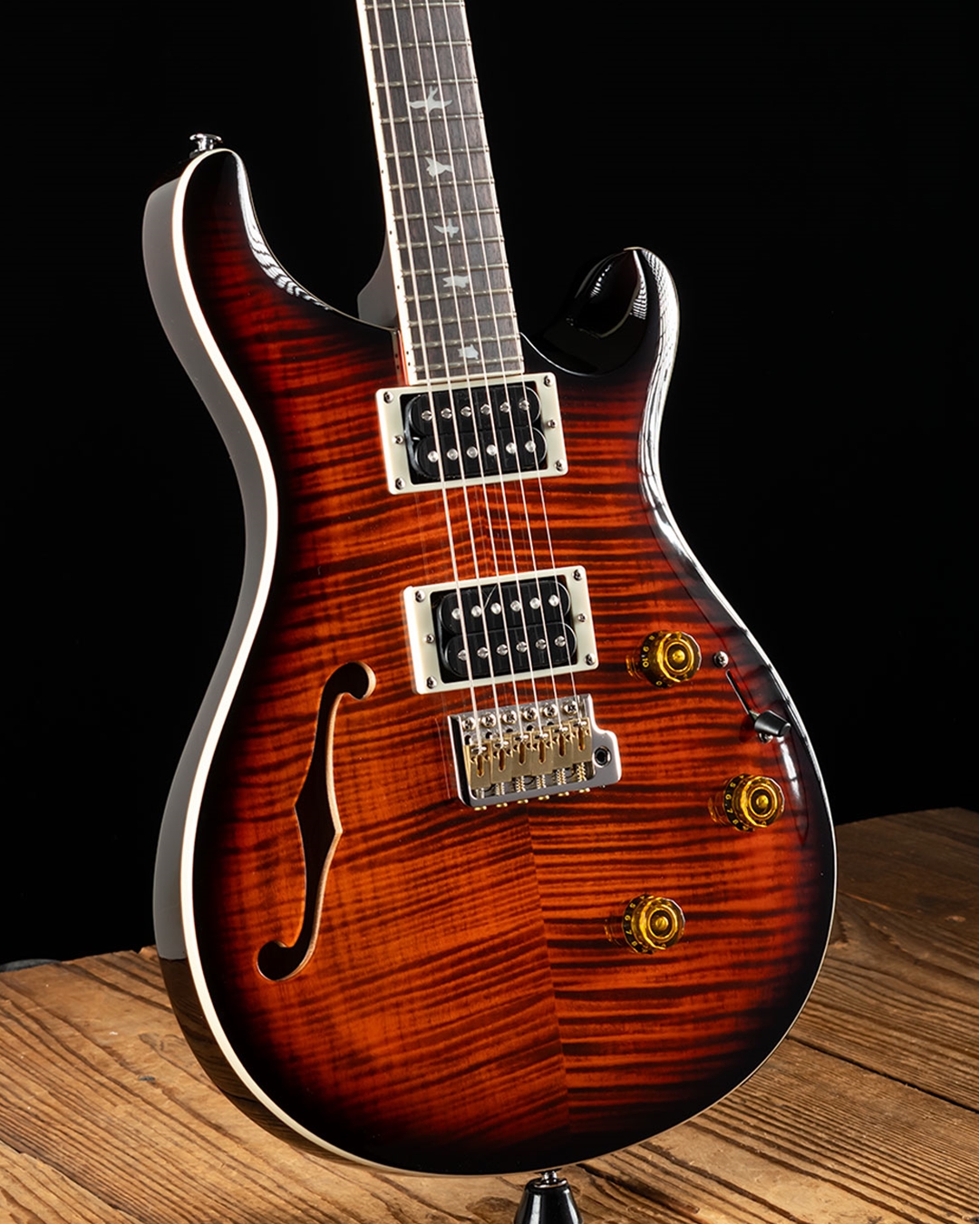 PRS SE Custom 24 Semi-Hollow Piezo - Orange Tiger Smokeburst