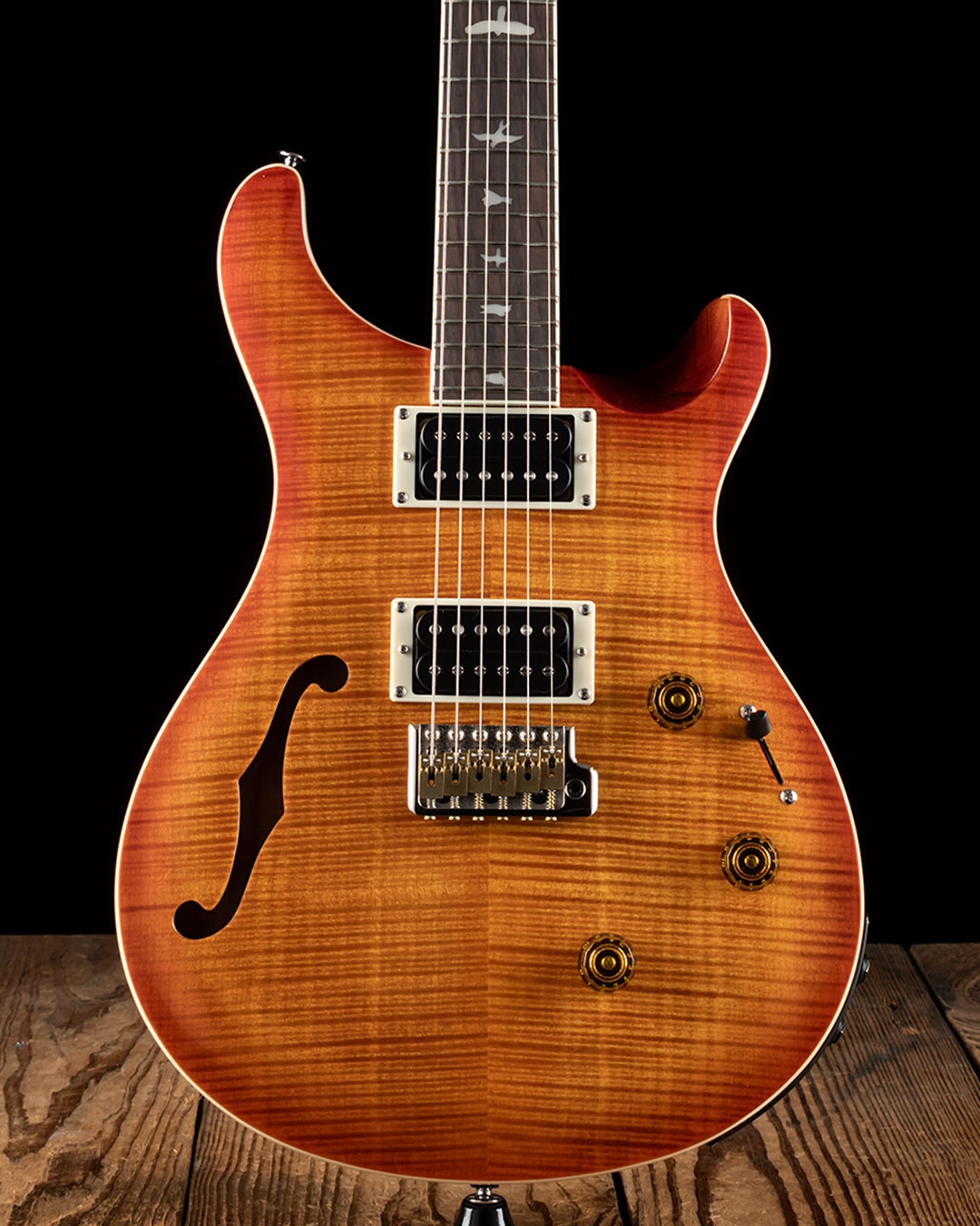 【美品】PRS se custom24 サンバースト PRS SE Custom 24 Semi-Hollow Piezo - Orange Tiger Smokeburst