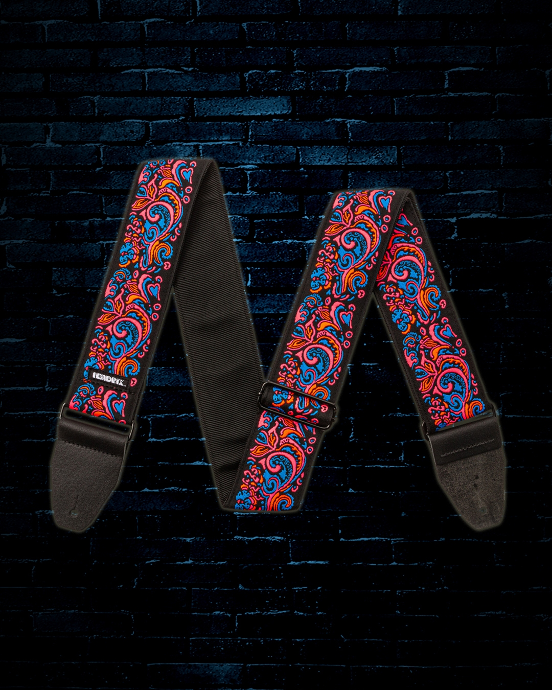 ●T-LOVE Dunlop Jimi Hendrix Blacklight Love Drops Guitar Strap - Pink