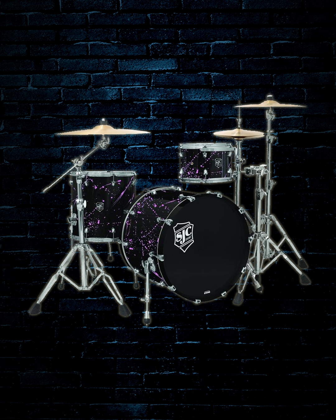 SJC Navigator 3-Piece Drum Set - Black w/Pink Splatter