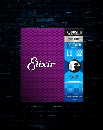 Elixir 11025 Polyweb 80/20 Bronze Acoustic Strings - Custom Light (11-52)