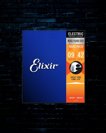 Elixir 12002 Nanoweb Nickel Plated Steel Electric Strings - Super Light (9-42)