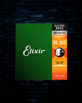 Elixir 14077 Nanoweb Nickel Plated Steel Bass Strings - Light/Medium (45-105)