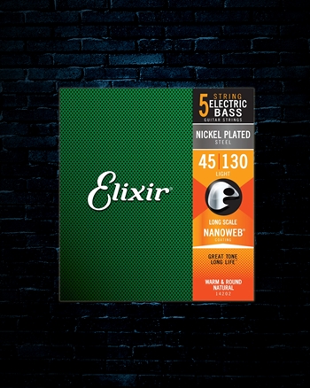 Elixir 14202 Nanoweb Nickel Plated Steel Bass Strings - 5-String Light (45-130)