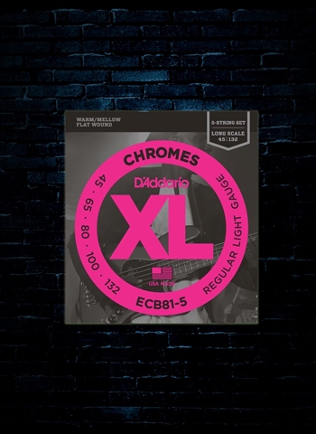 D'Addario ECB81-5 XL Chromes Flat Wound Bass Strings - 5-String Light (45-132)