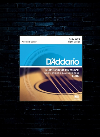 D'Addario EJ16 Phosphor Bronze Acoustic Strings - Light (12-53)
