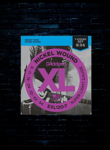 D'Addario EXL120-7 XL Nickel Wound Electric Strings - 7-String Super Light (9-54)