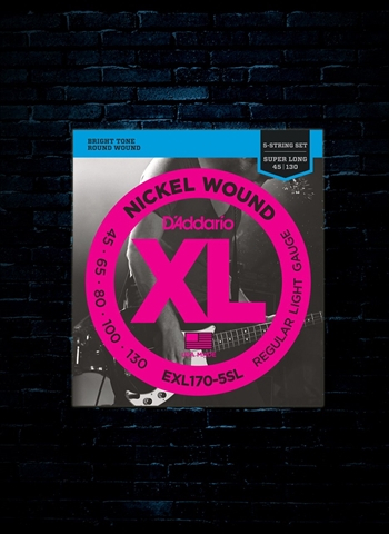D'Addario EXL170-5SL XL Nickel Wound Bass Strings - 5-String Super Long Scale Light (45-130)