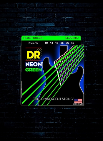 DR NGE-10 K3 NEON Green Electric Strings - Medium (10-46)