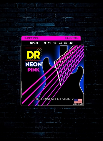 DR NPE-9 K3 NEON Pink Electric Strings - Light (09-42)