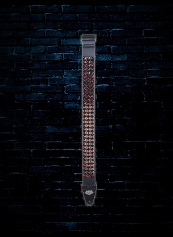 LM Products PS-201BSP - 2" Black Studded Guitar Strap - Blood Splatter