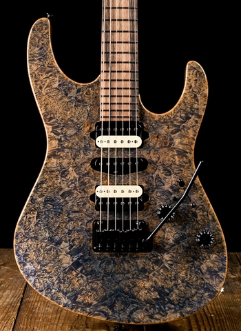 Suhr Modern Custom Waterfall Burl Maple/Black Limba - Trans Blue Denim