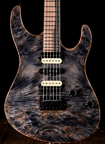 Suhr Modern Custom Waterfall Burl Maple/Black Limba - Trans Blue Denim