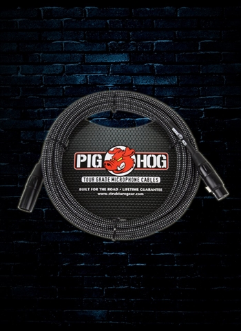 PigHog PHM20BKW - 20' Vintage Series Woven XLR Microphone Cable - Black