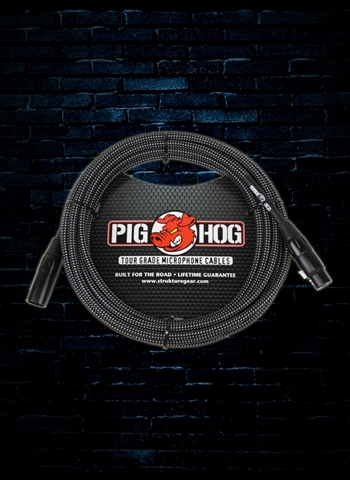 PigHog PHM20BKW - 20' Vintage Series Woven XLR Microphone Cable - Black