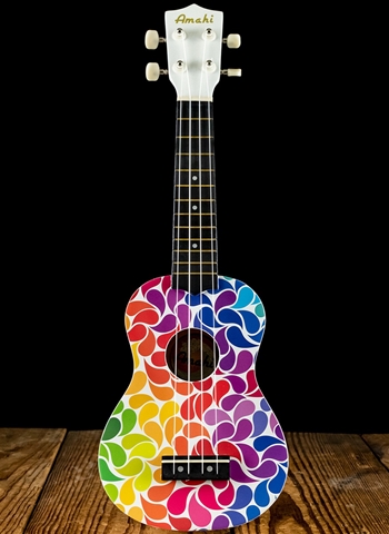 Amahi DDUK3 Soprano Ukulele - Rainbow Flower