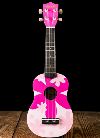 Amahi DDUK4 Soprano Ukulele - Pink Flower