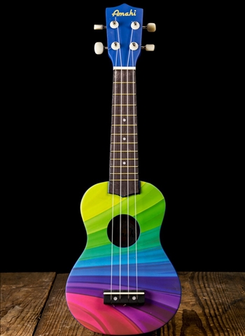 Amahi DDUK10 Soprano Ukulele - Wavy Rainbow