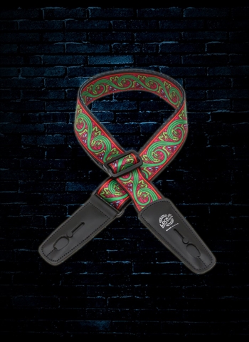 Lock-It Straps LIS 033 BM-3 - 2" Bob Masse Series Guitar Strap - Green Lizards