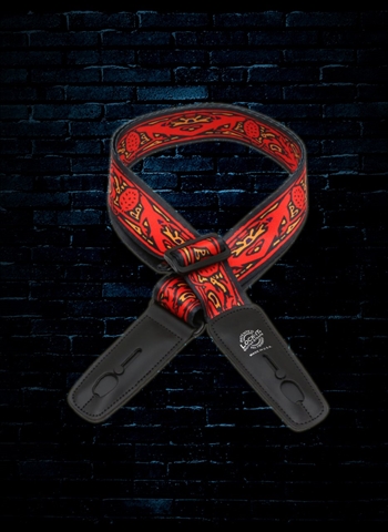 Lock-It Straps LIS 037 BM-7 - 2" Bob Masse Series Guitar Strap - Red Thistles